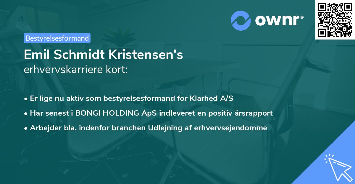 Emil Schmidt Kristensen's erhvervskarriere kort
