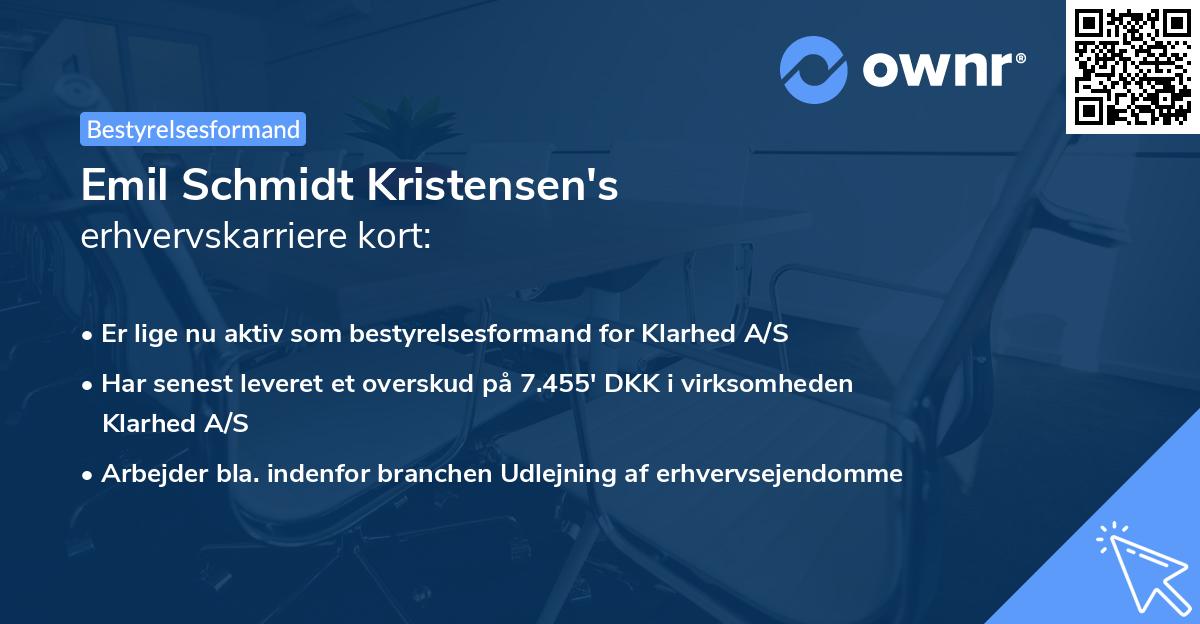 Emil Schmidt Kristensen's erhvervskarriere kort