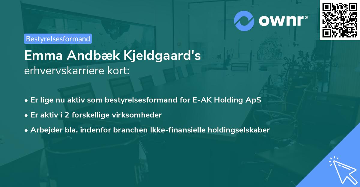 Emma Andbæk Kjeldgaard's erhvervskarriere kort