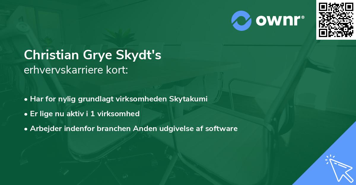 Christian Grye Skydt's erhvervskarriere kort