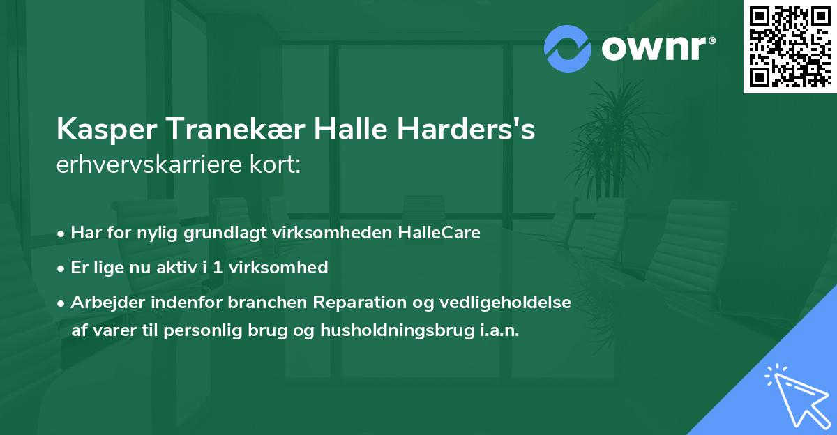 Kasper Tranekær Halle Harders's erhvervskarriere kort