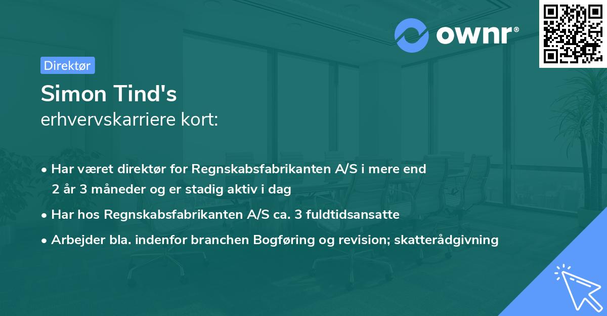 Simon Tind's erhvervskarriere kort