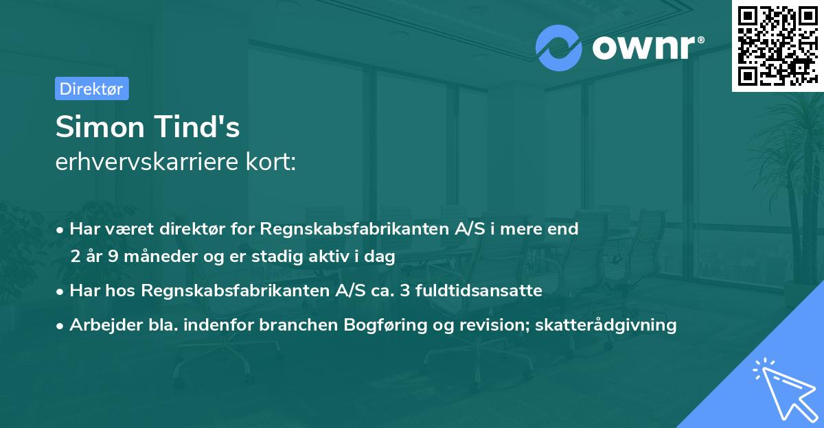 Simon Tind's erhvervskarriere kort