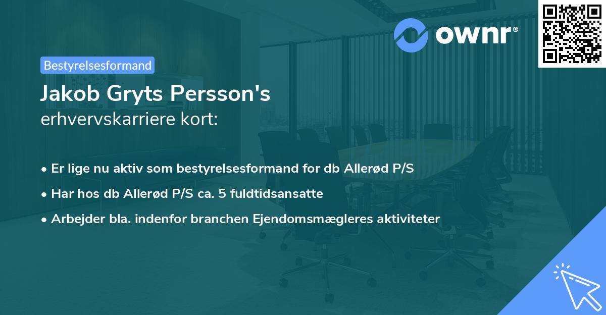 Jakob Gryts Persson's erhvervskarriere kort