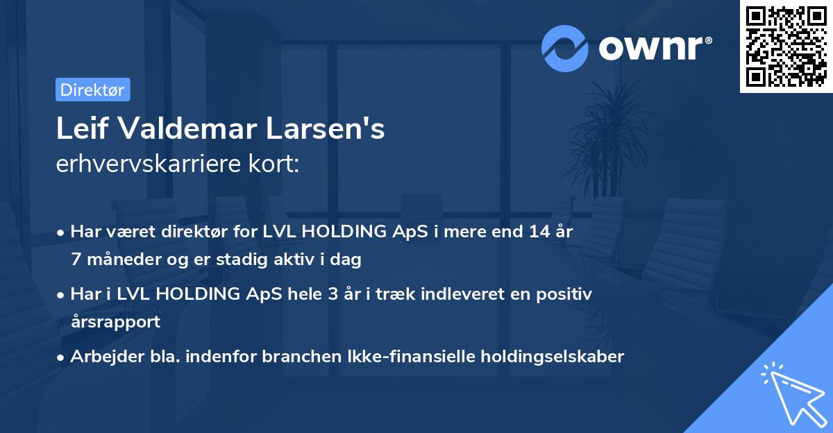 Leif Valdemar Larsen's erhvervskarriere kort