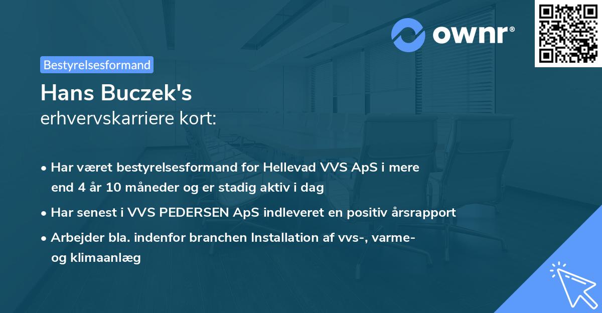 Hans Buczek's erhvervskarriere kort