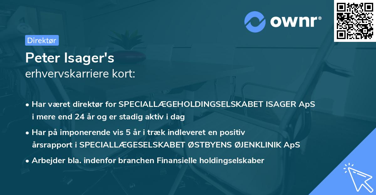 Peter Isager's erhvervskarriere kort