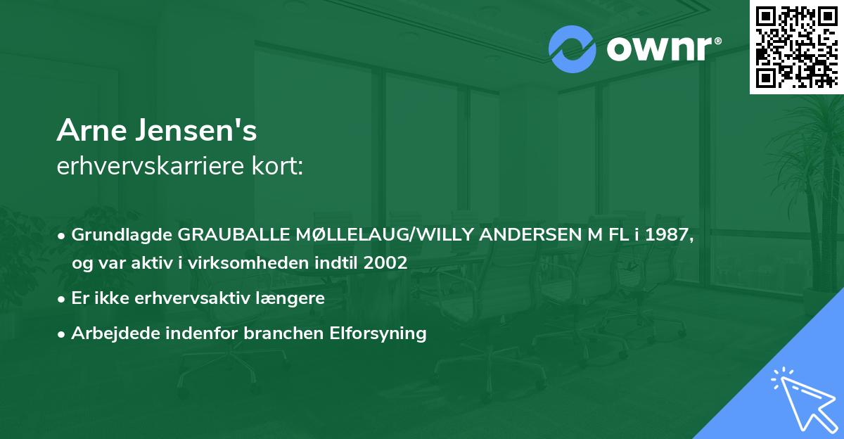 Arne Jensen's erhvervskarriere kort