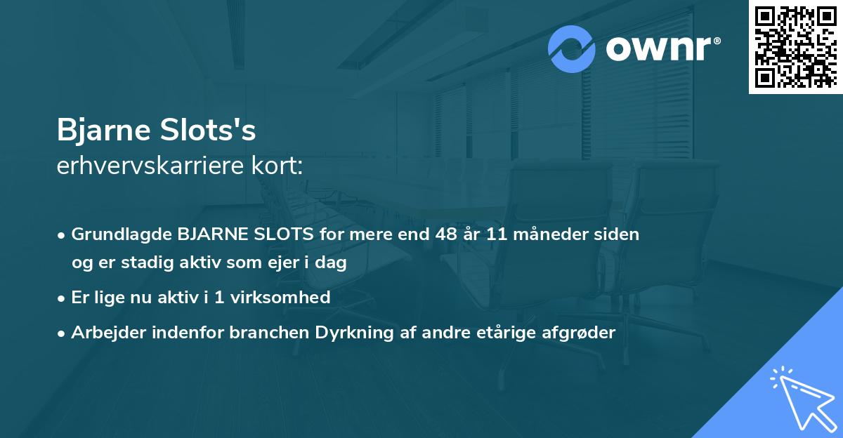Bjarne Slots's erhvervskarriere kort
