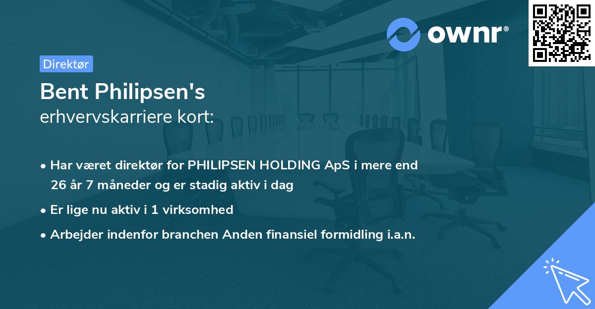Bent Philipsen's erhvervskarriere kort