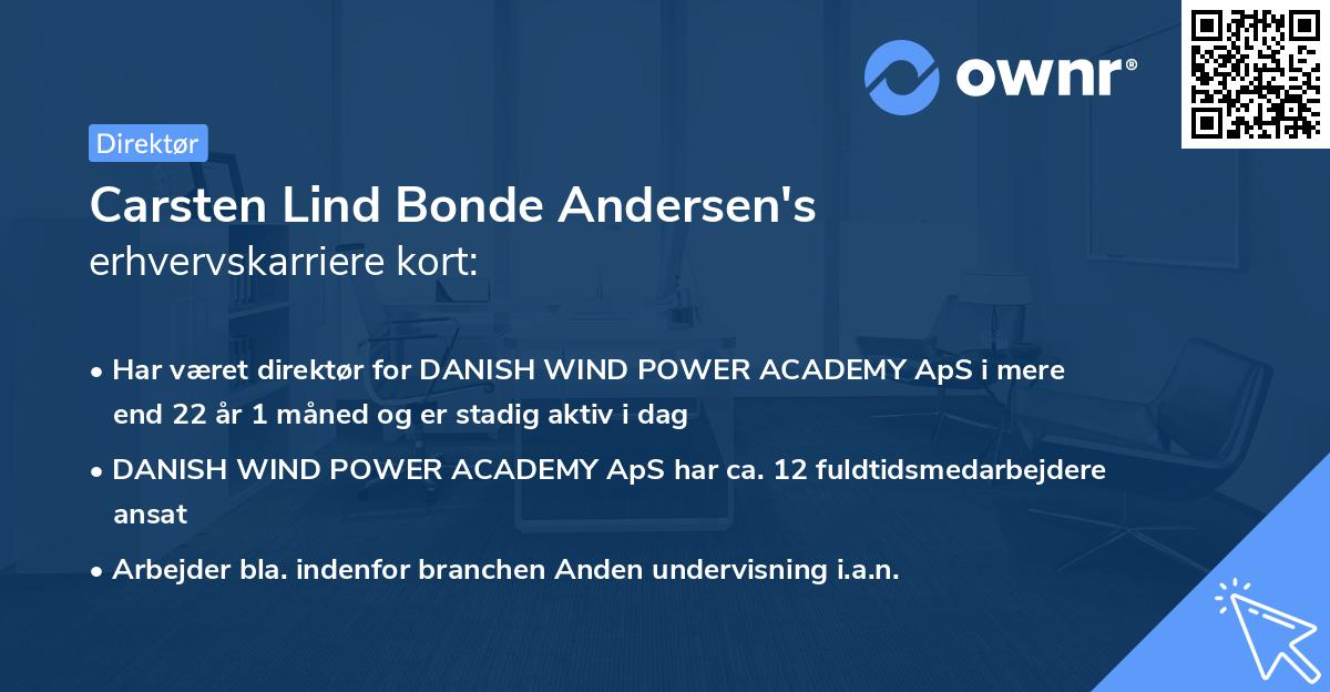 Carsten Lind Bonde Andersen's erhvervskarriere kort