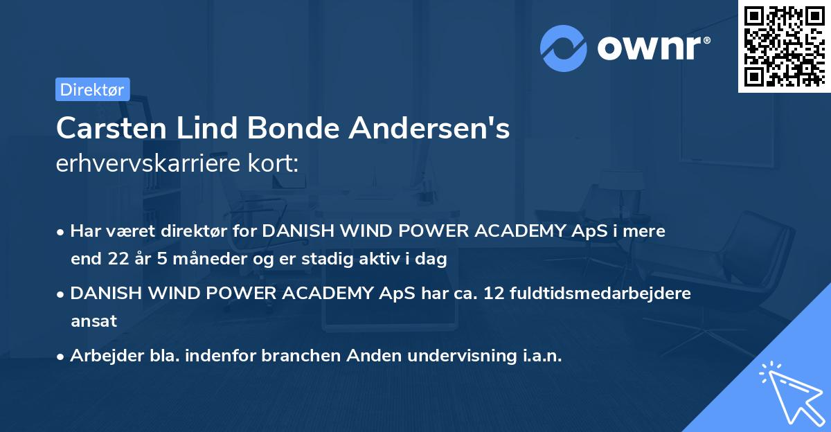 Carsten Lind Bonde Andersen's erhvervskarriere kort