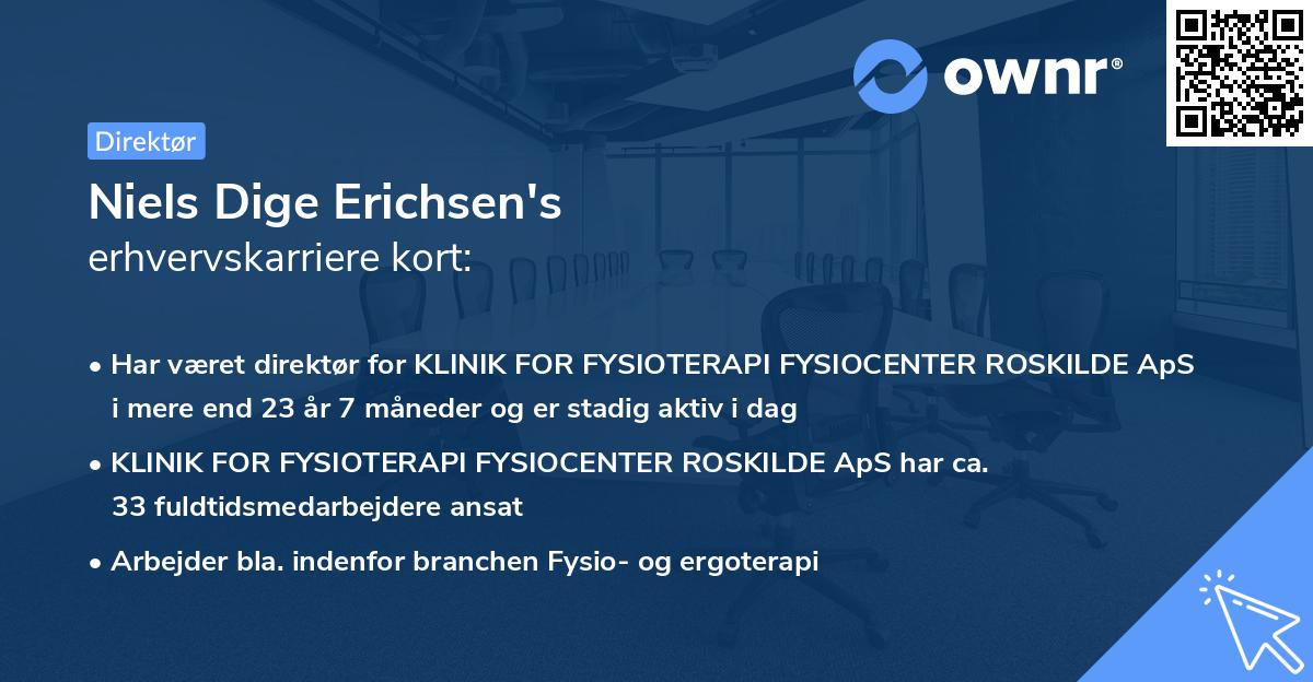 Niels Dige Erichsen's erhvervskarriere kort