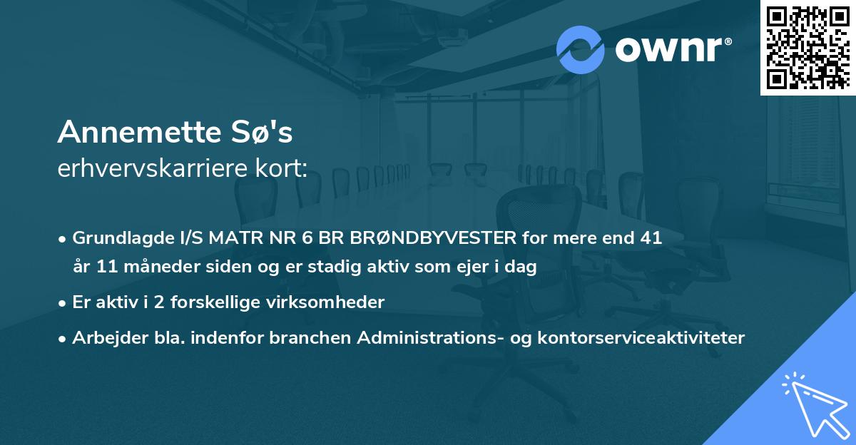 Annemette Sø's erhvervskarriere kort