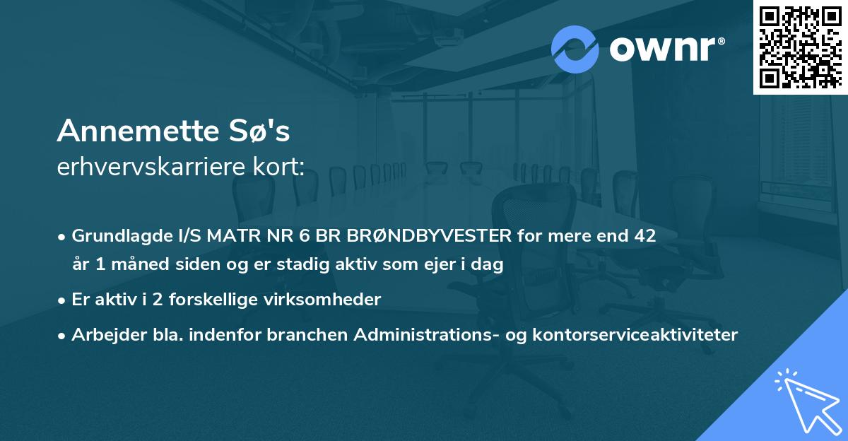 Annemette Sø's erhvervskarriere kort