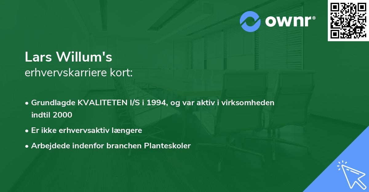 Lars Willum's erhvervskarriere kort