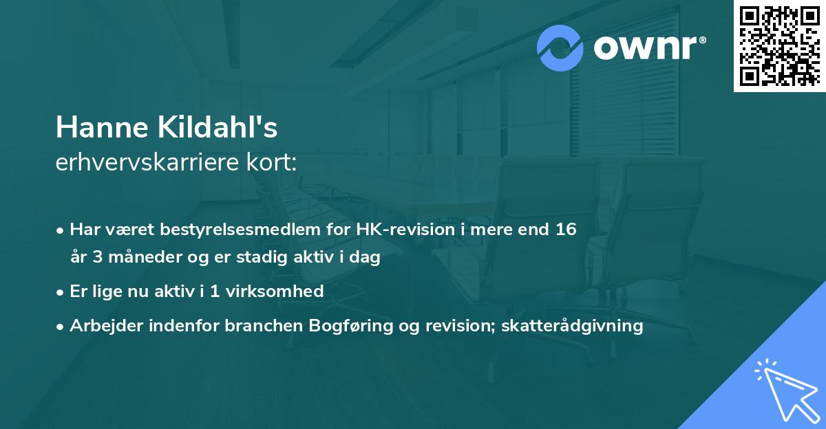 Hanne Kildahl's erhvervskarriere kort