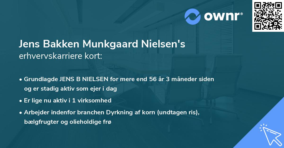 Jens Bakken Munkgaard Nielsen's erhvervskarriere kort