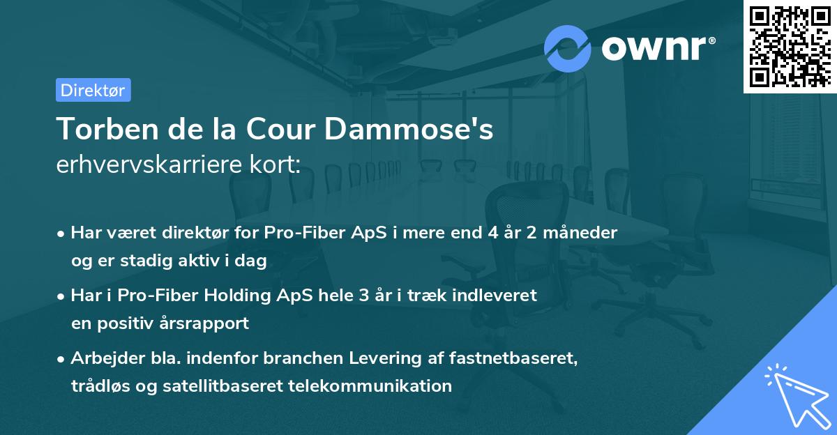Torben de la Cour Dammose's erhvervskarriere kort