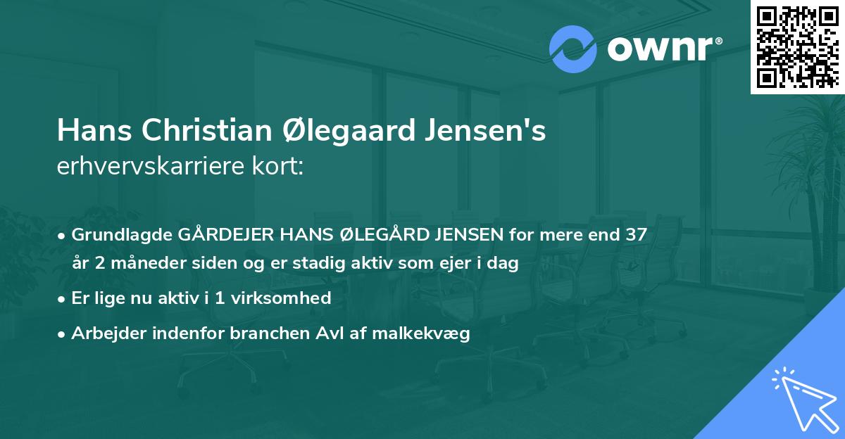 Hans Christian Ølegaard Jensen's erhvervskarriere kort