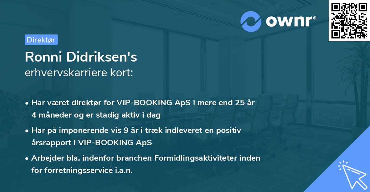 Ronni Didriksen's erhvervskarriere kort