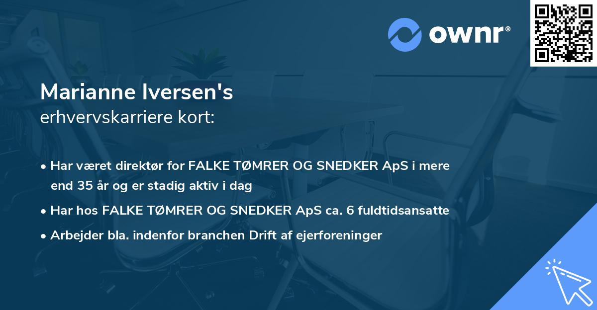 Marianne Iversen's erhvervskarriere kort