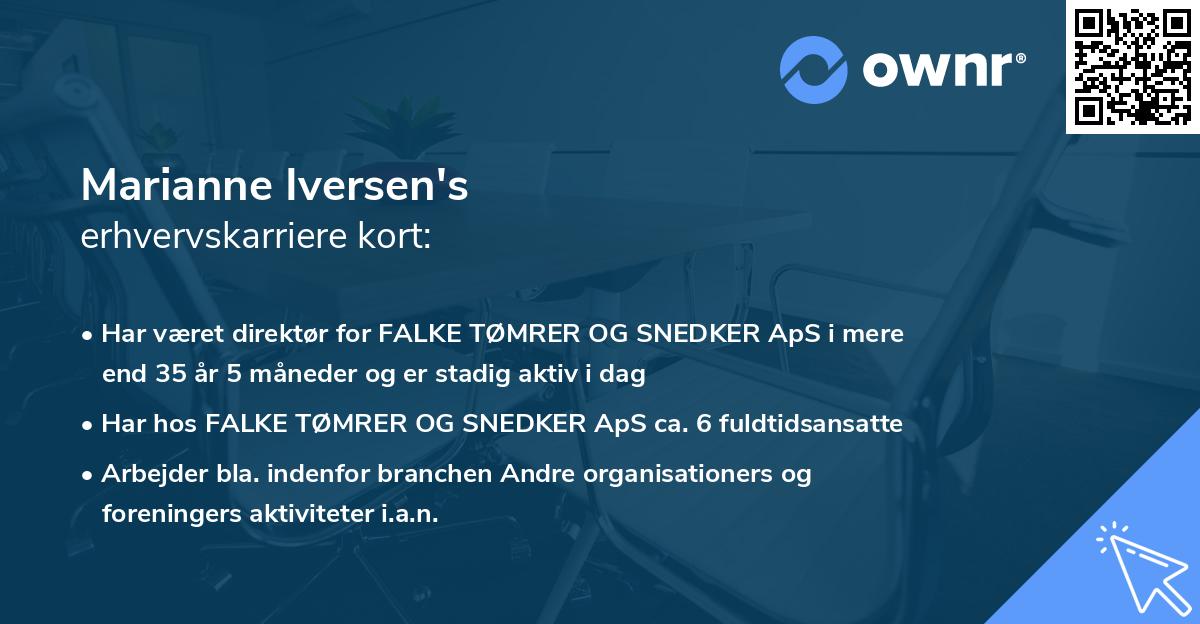 Marianne Iversen's erhvervskarriere kort