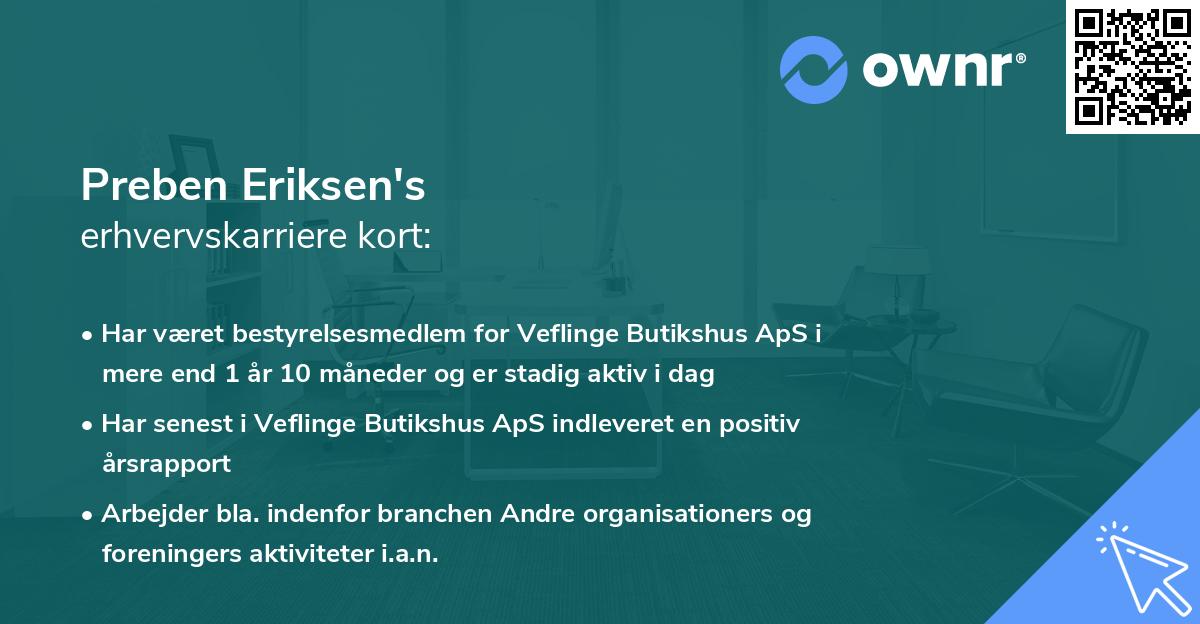 Preben Eriksen's erhvervskarriere kort