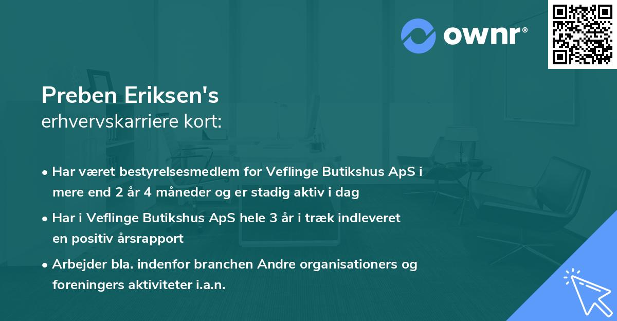 Preben Eriksen's erhvervskarriere kort