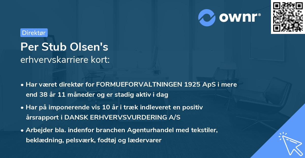 Per Stub Olsen's erhvervskarriere kort