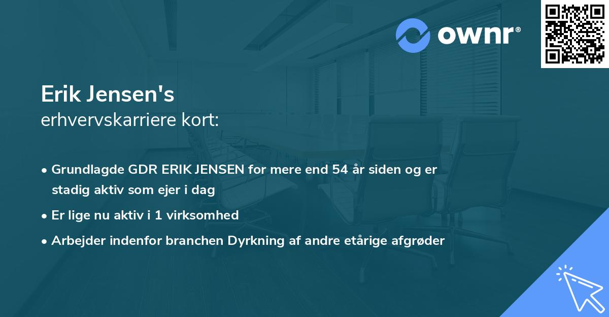 Erik Jensen's erhvervskarriere kort