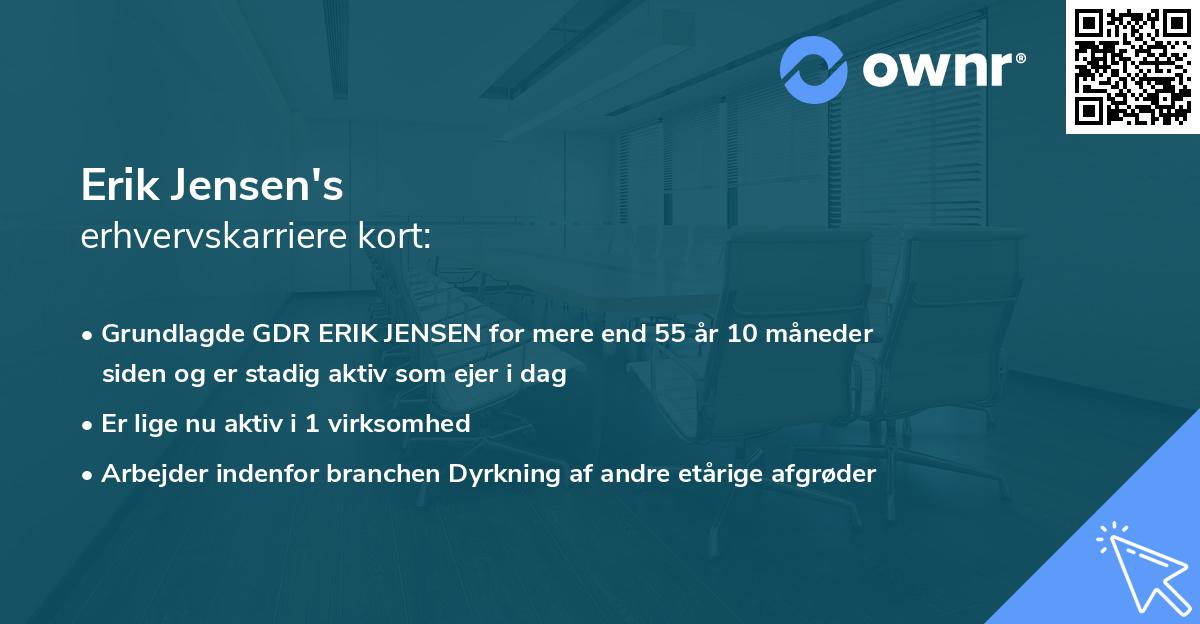 Erik Jensen's erhvervskarriere kort