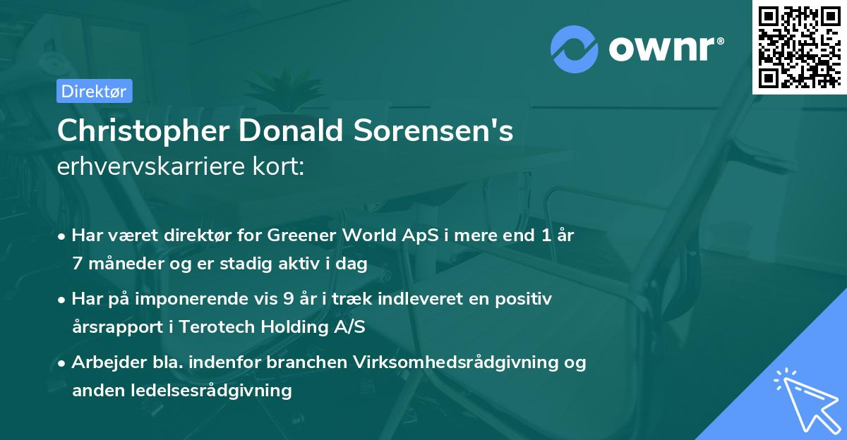 Christopher Donald Sorensen's erhvervskarriere kort