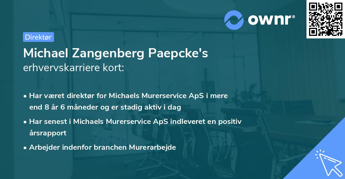 Michael Zangenberg Paepcke's erhvervskarriere kort