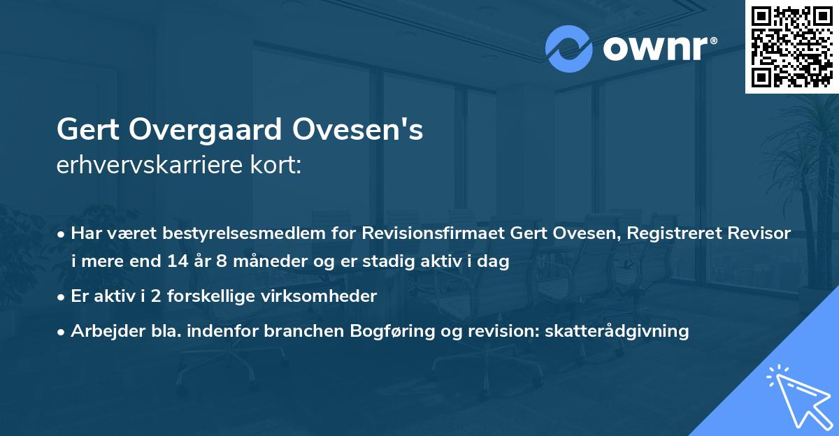 Gert Overgaard Ovesen's erhvervskarriere kort