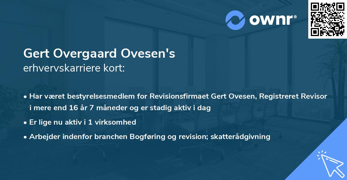 Gert Overgaard Ovesen's erhvervskarriere kort