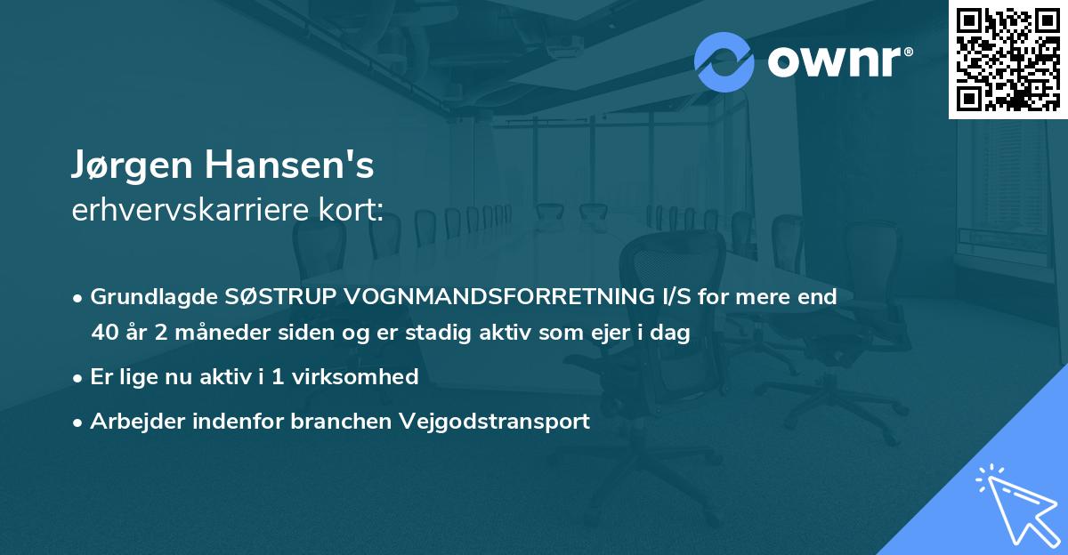 Jørgen Hansen's erhvervskarriere kort