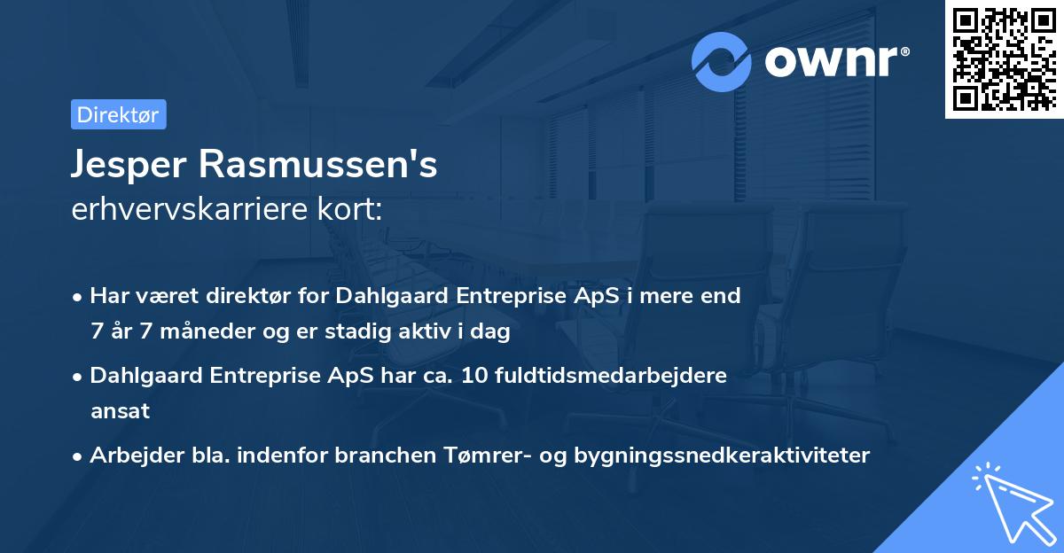 Jesper Rasmussen's erhvervskarriere kort