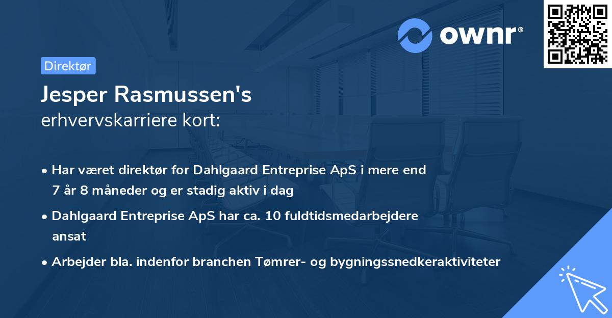 Jesper Rasmussen's erhvervskarriere kort