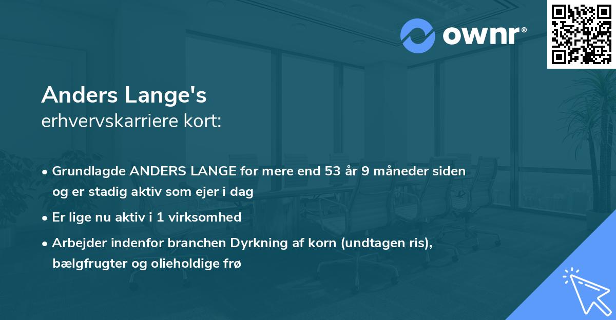 Anders Lange's erhvervskarriere kort