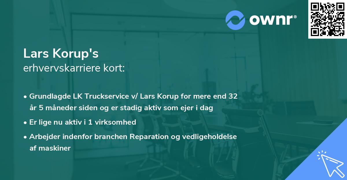 Lars Korup's erhvervskarriere kort
