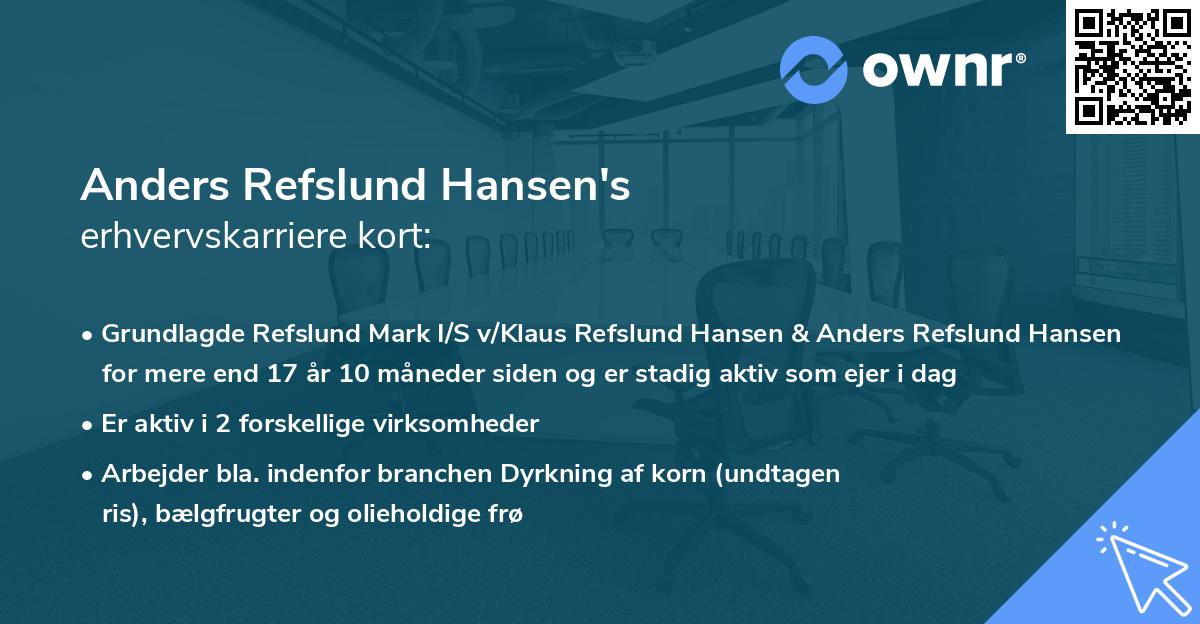 Anders Refslund Hansen's erhvervskarriere kort