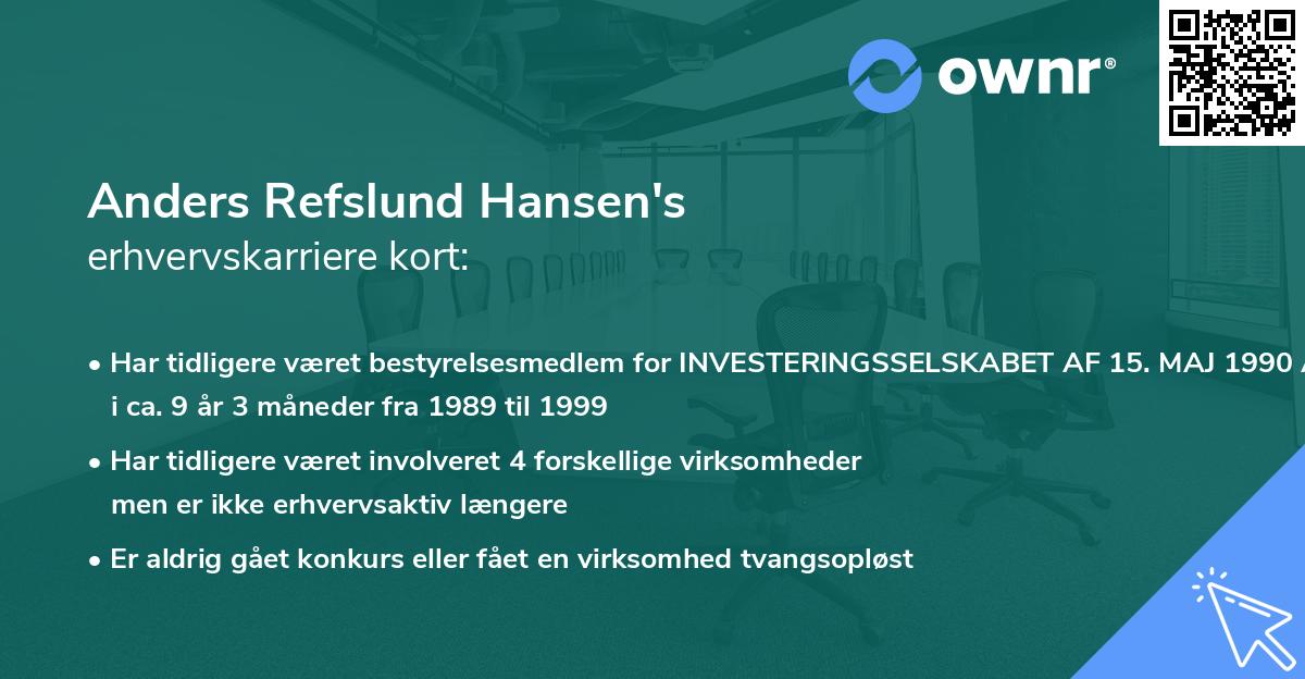 Anders Refslund Hansen's erhvervskarriere kort