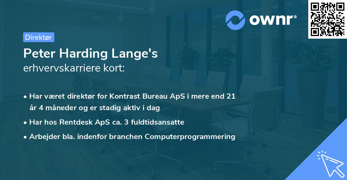 Peter Harding Lange's erhvervskarriere kort