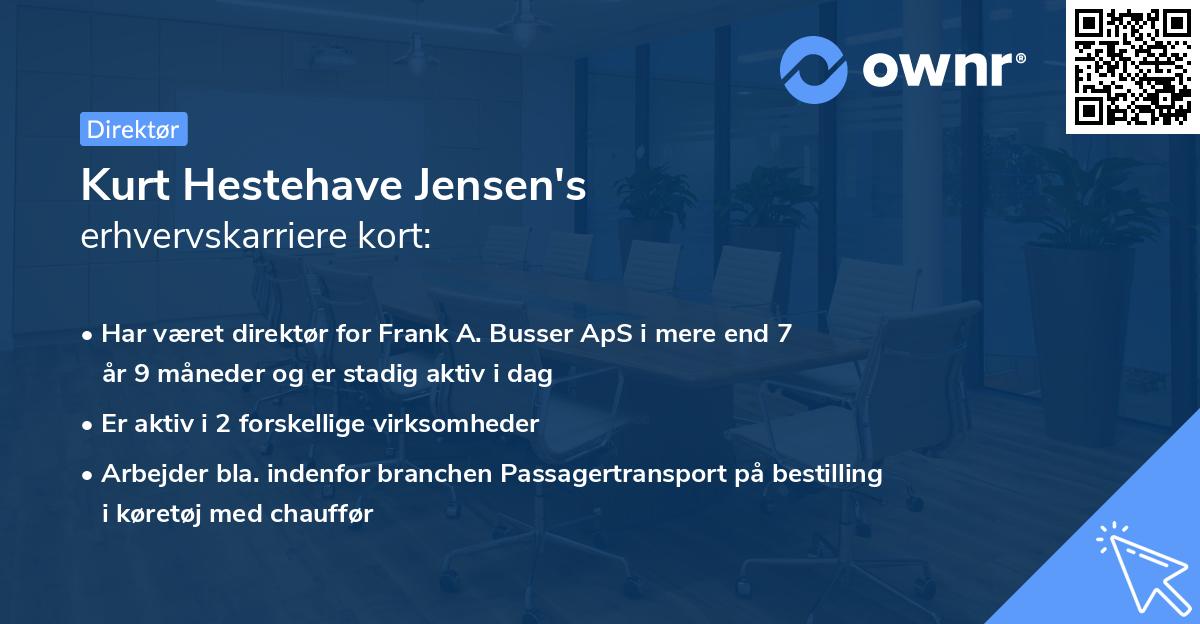 Kurt Hestehave Jensen's erhvervskarriere kort