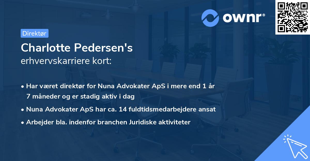Charlotte Pedersen's erhvervskarriere kort