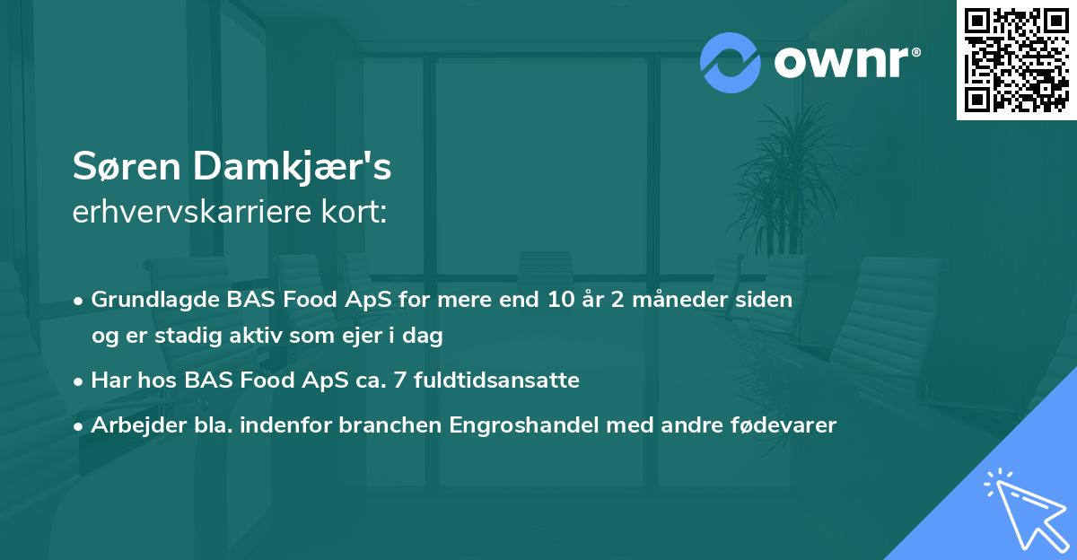 Søren Damkjær's erhvervskarriere kort