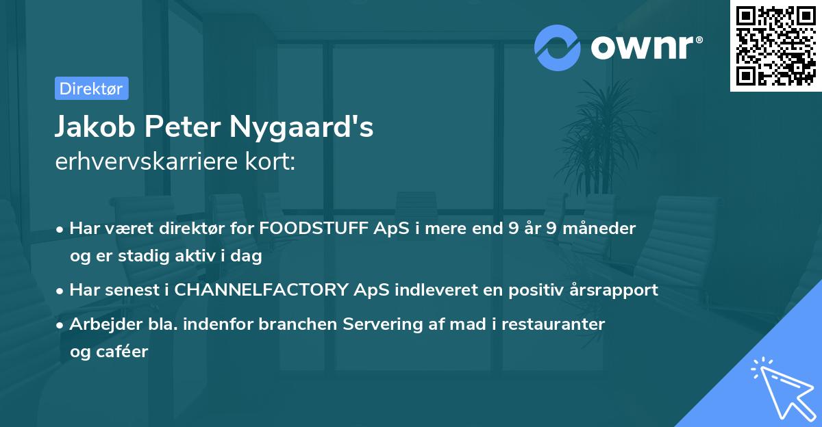 Jakob Peter Nygaard's erhvervskarriere kort