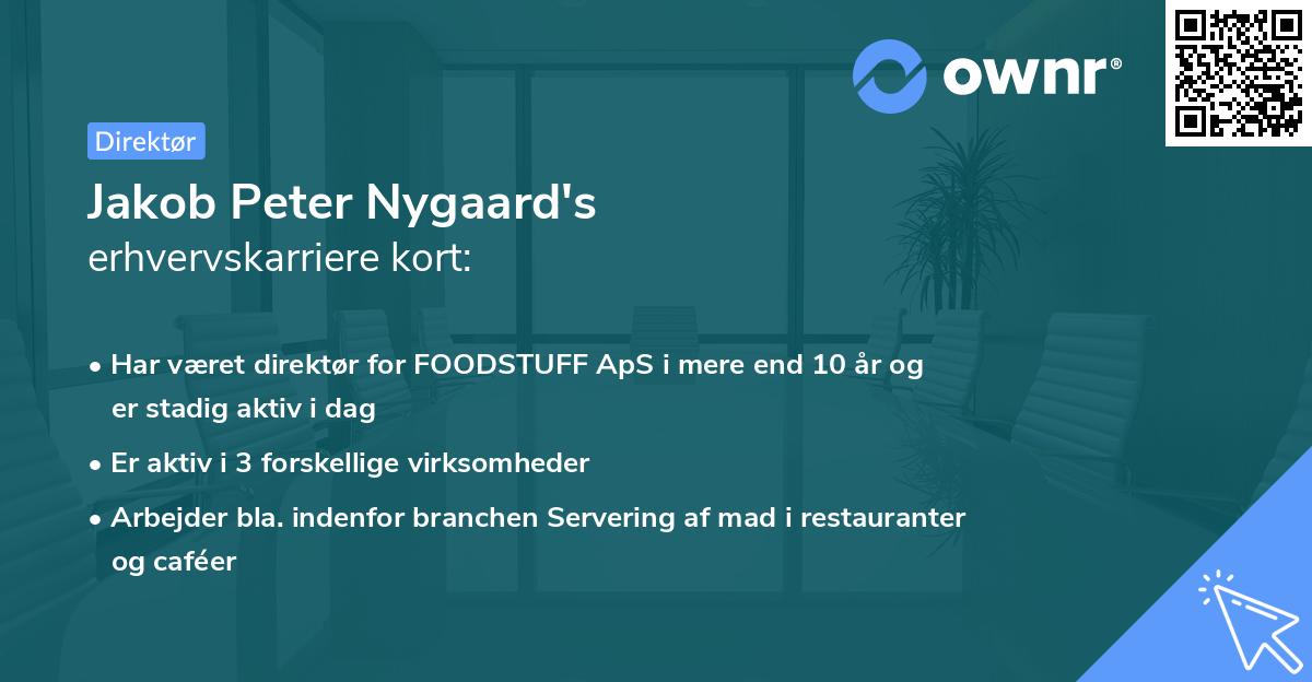 Jakob Peter Nygaard's erhvervskarriere kort
