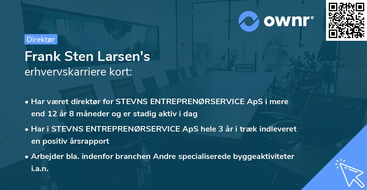 Frank Sten Larsen's erhvervskarriere kort